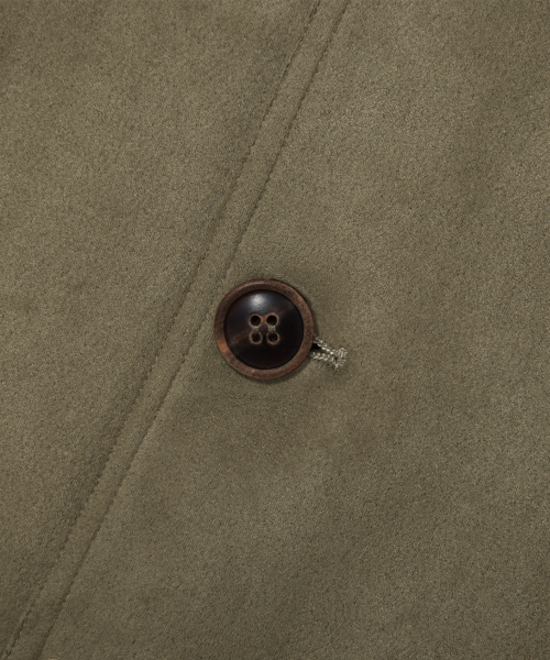 Two Pocket Button Suede Bomber Jacket_Khaki