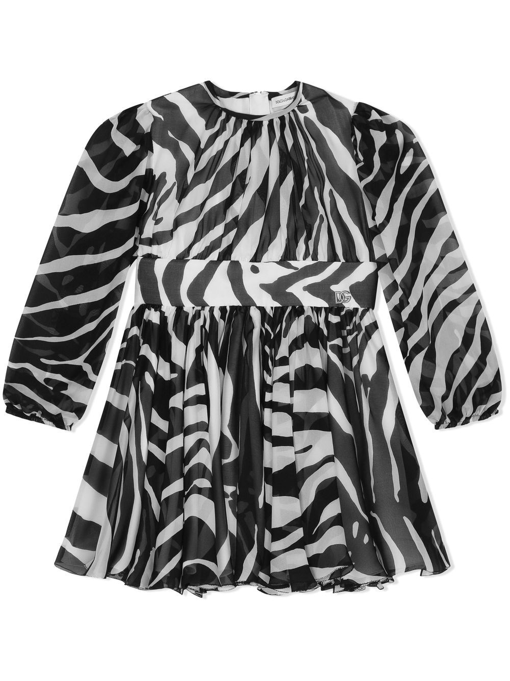 Zebra-print chiffon minidress - White