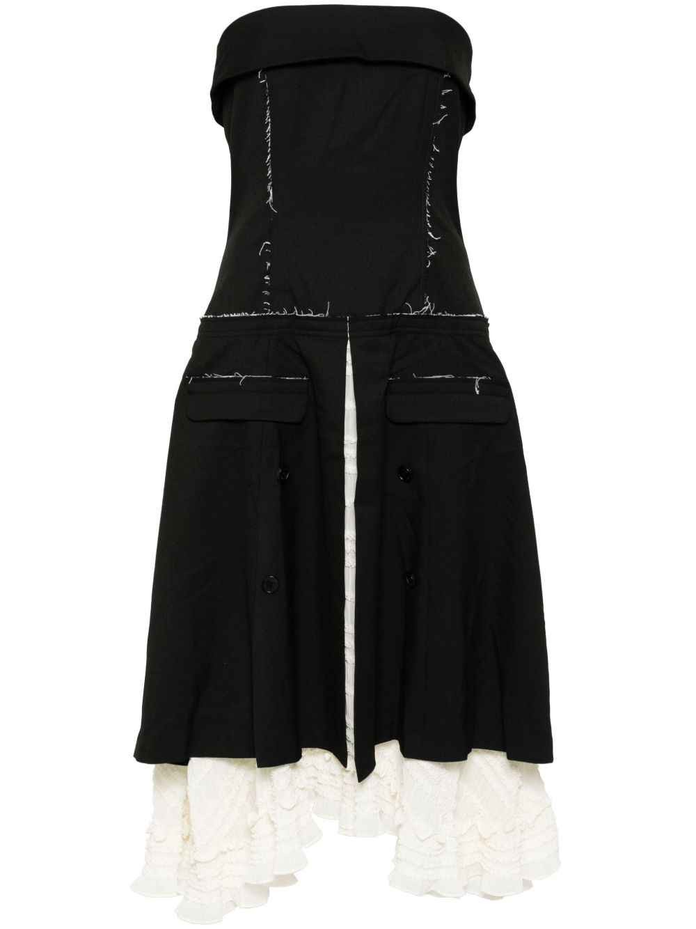 Lace detailed strapless dress - Black