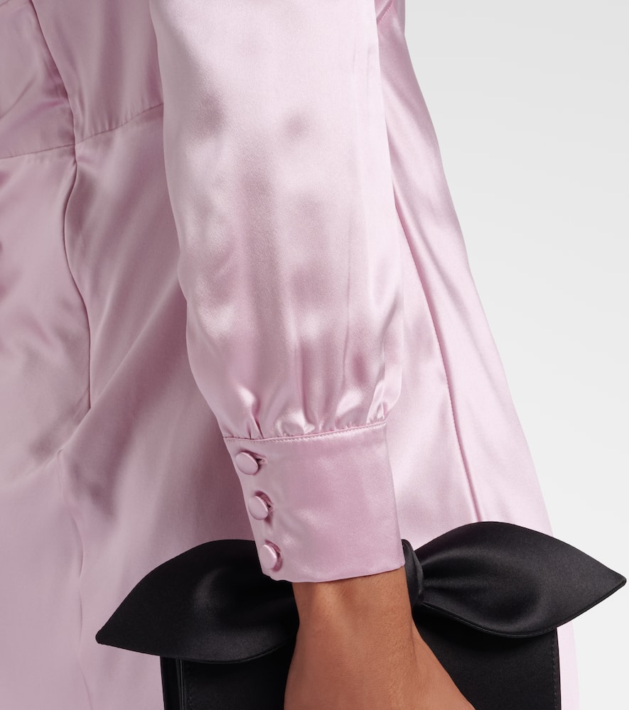 Lace-trimmed silk satin midi dress