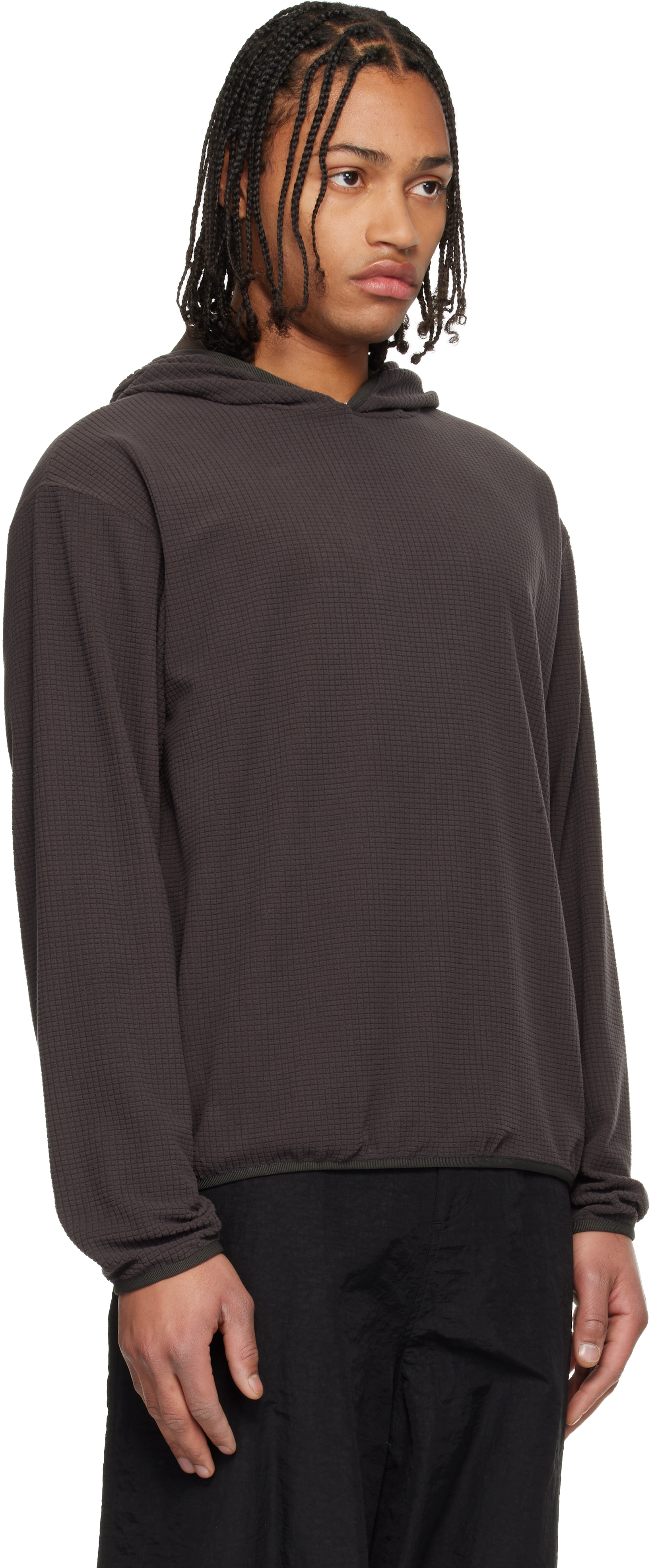 Gray Waffle Knit Hoodie