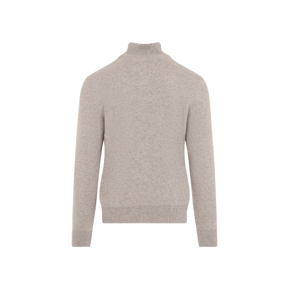 Beige Mock Collar Sweater