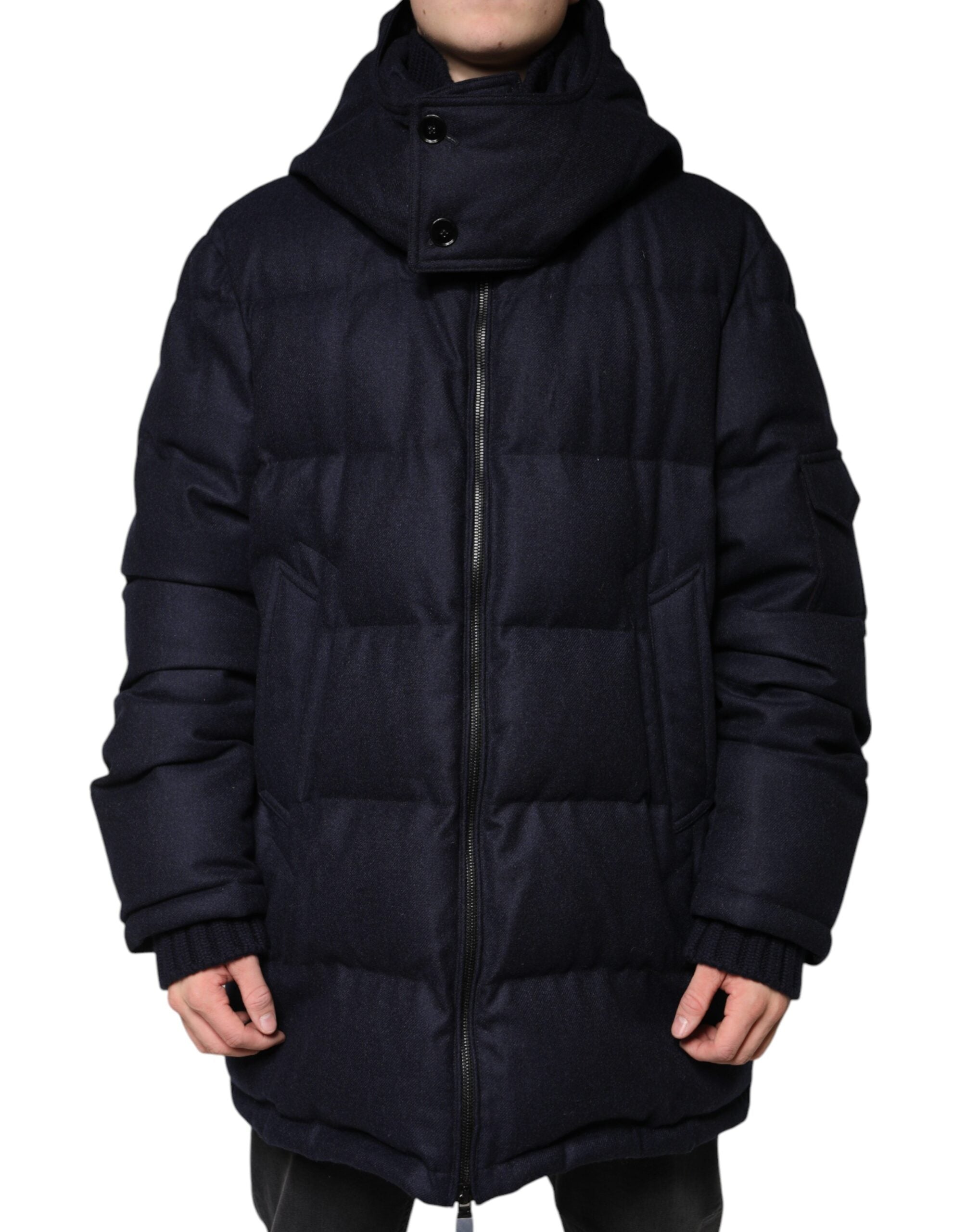 Nylon Hooded Puffer Down Jacket — Black