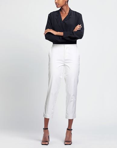 Woman Pants Ivory Size 6 Cotton, Elastane