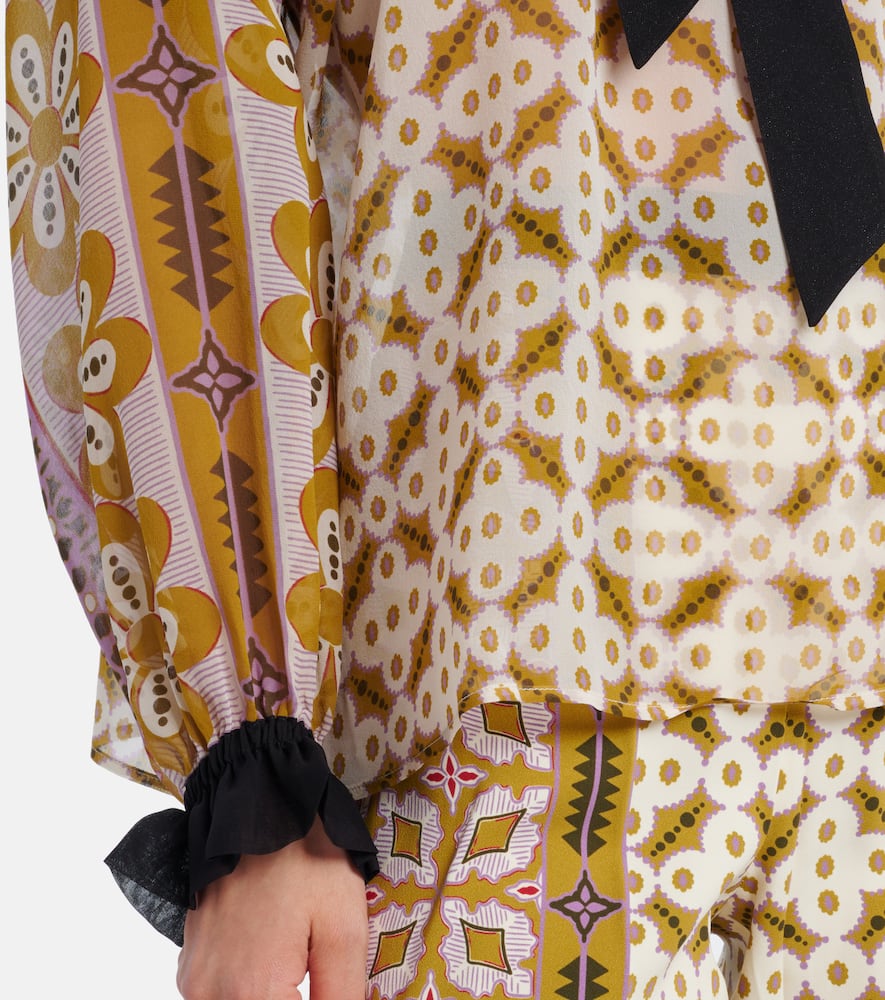 Cerere printed tie-neck silk blouse