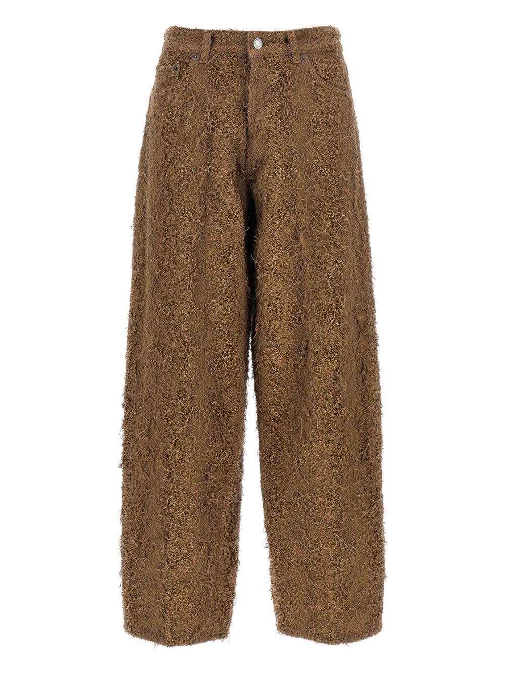 Becky fur-effect cotton jeans - Brown