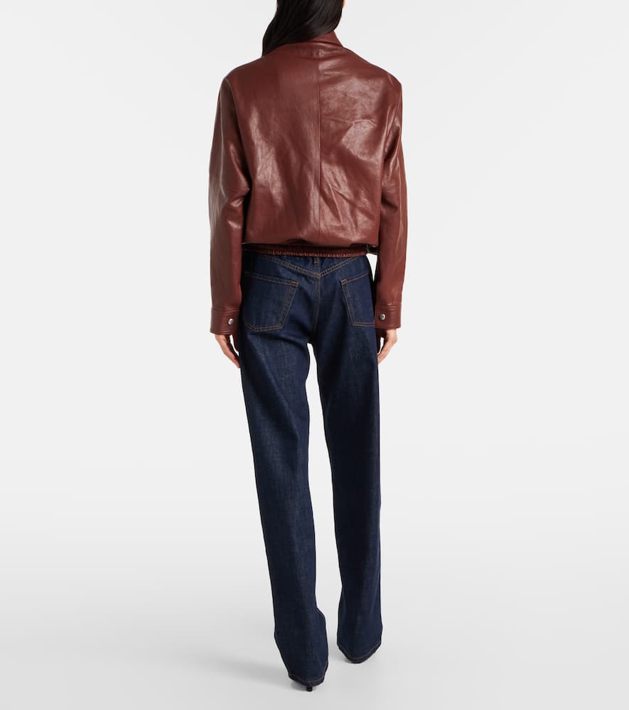 Leather bomber jacket