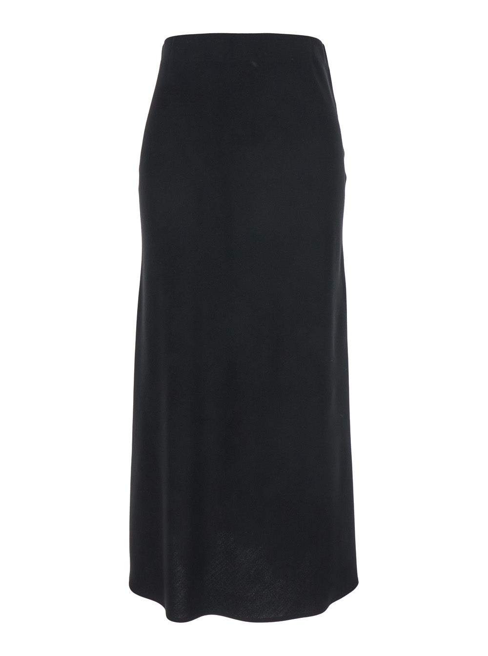 High-Waist Cotton Midi Skirt — Black