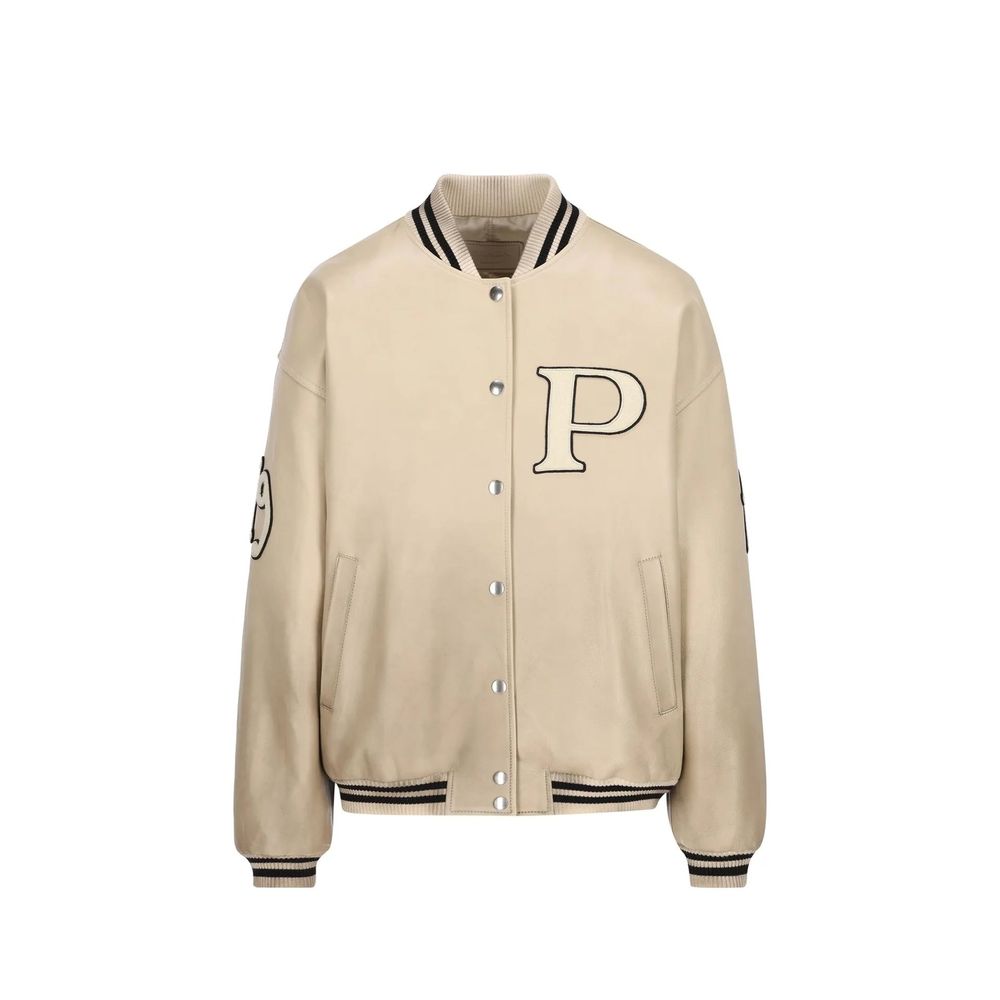 Calfskin Bomber Jacket — Beige