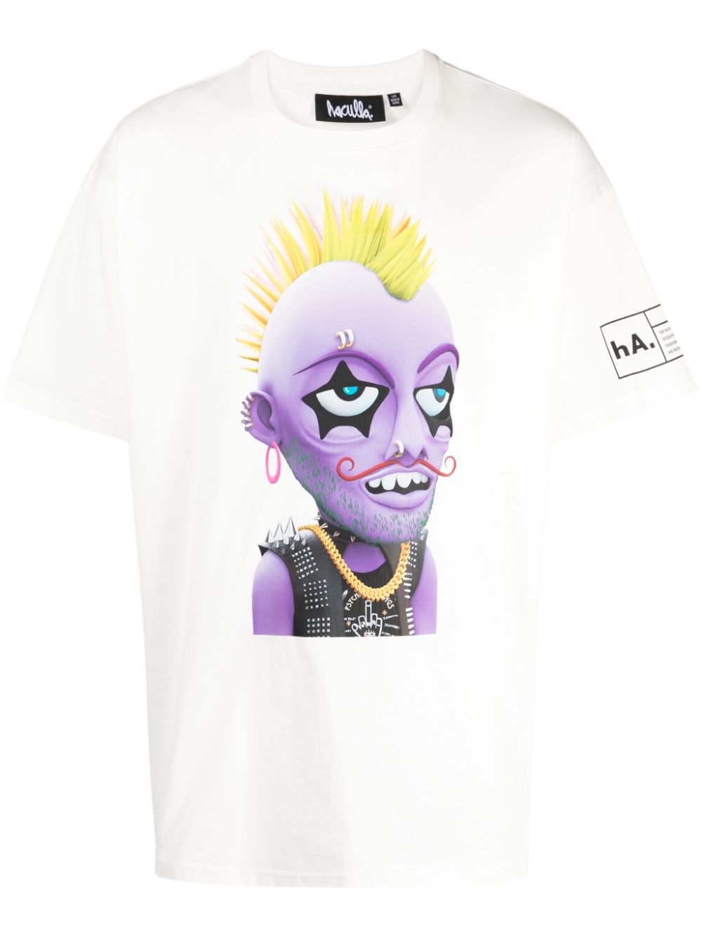 Moe-print cotton T-shirt - White