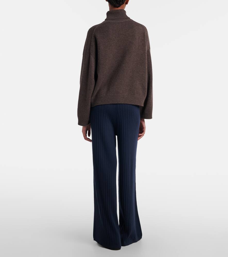 Ribbed-knit wool and cashmere wide-leg pants