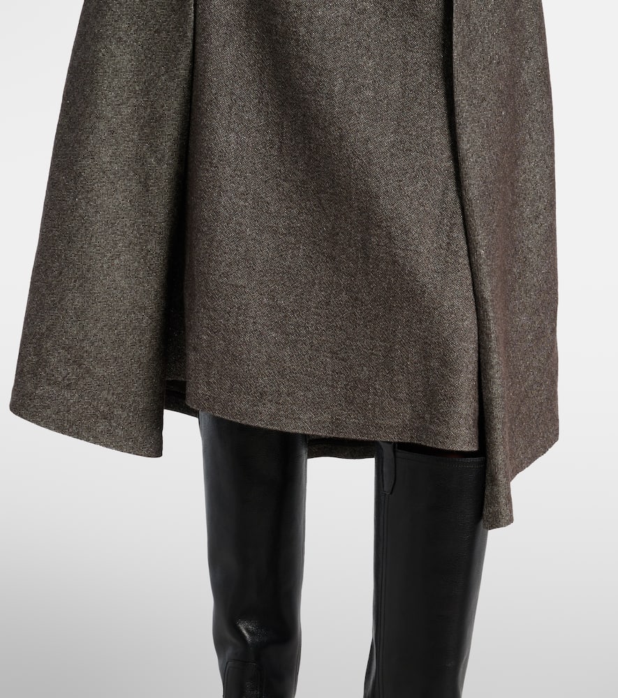 Wool and linen-blend midi skirt
