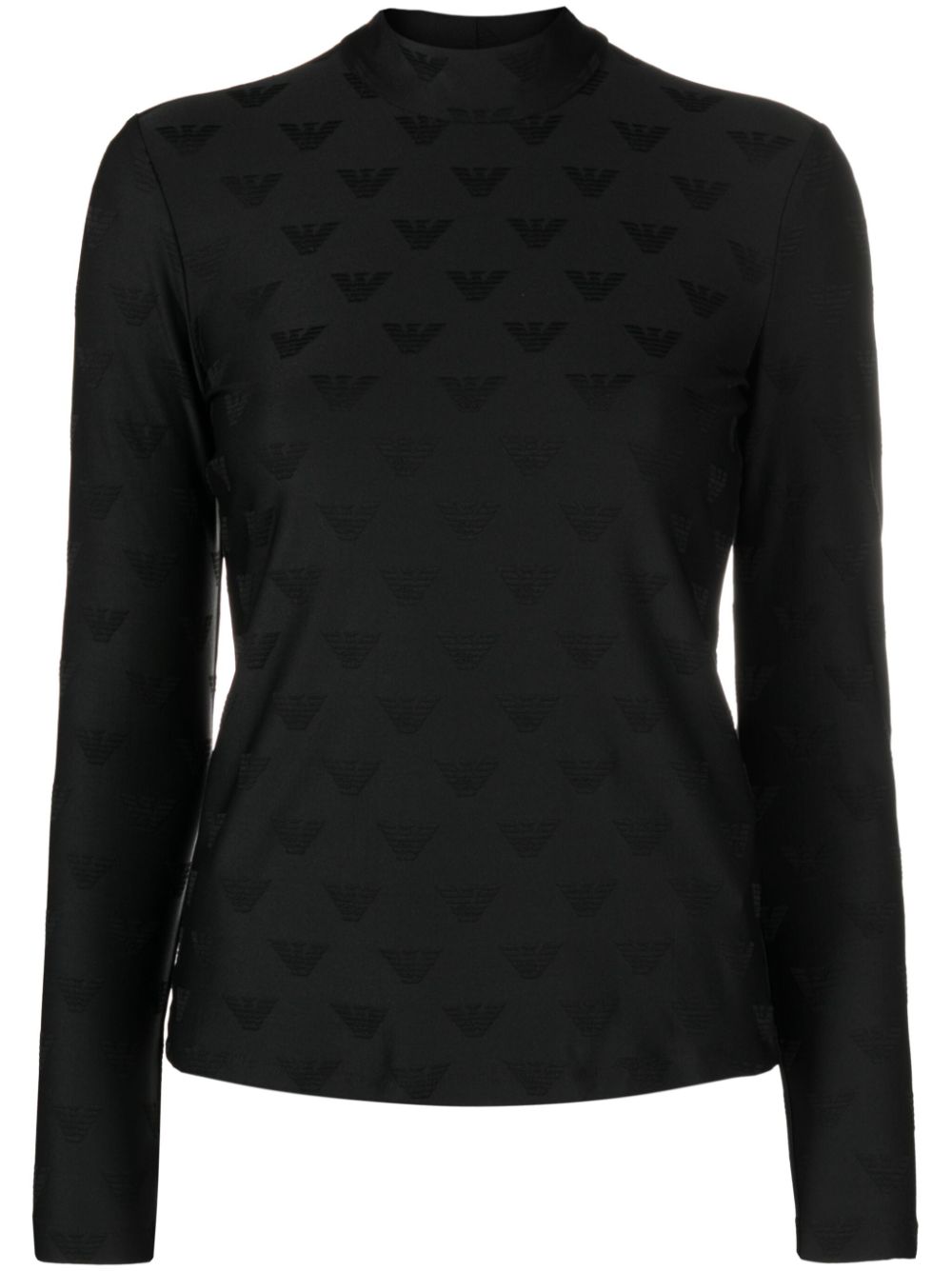 Logo-jacquard high-neck T-shirt - Black