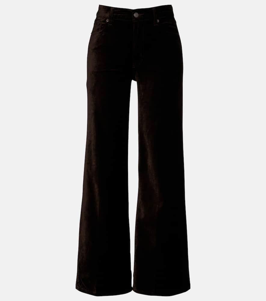 Le Slim Palazzo cotton-blend velvet wide-leg pants