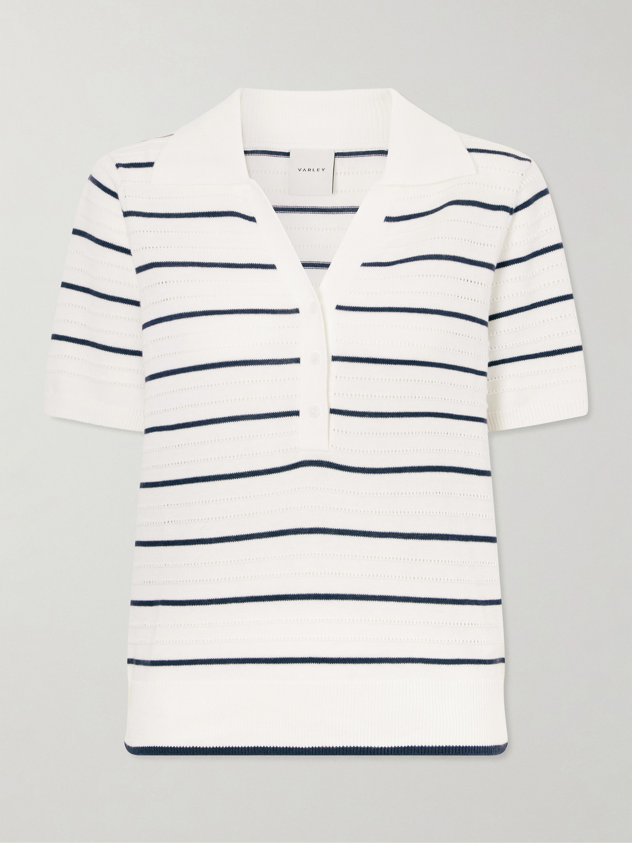 Wren Striped Cotton-blend Knitted Polo Shirt - White