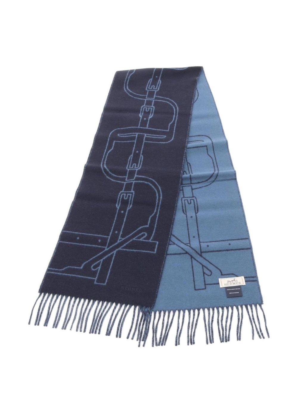 2010s Mors a Joeuts chain-patterned cashmere scarf - Blue