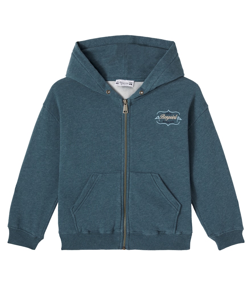Logo cotton jersey zip-up hoodie