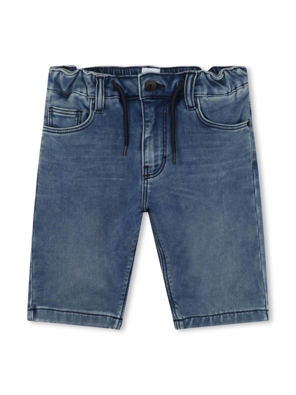 Logo-embossed denim shorts - Double Stone