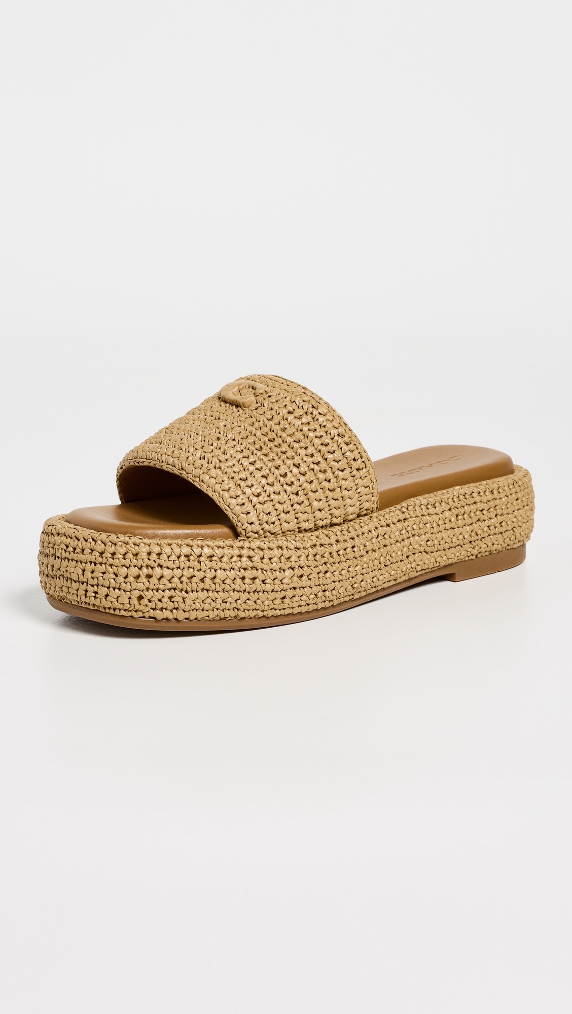 Sculpted C Platform Slides Natural Raffia