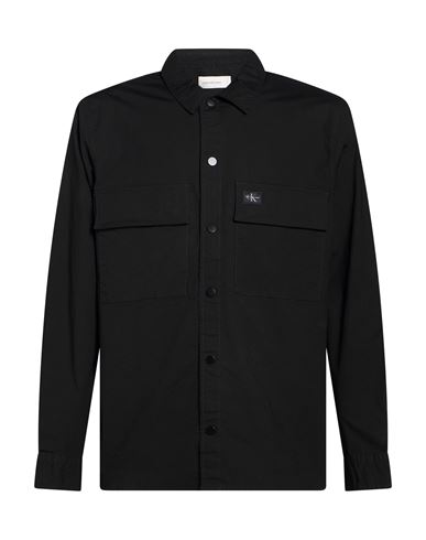 Man Shirt Black Size L Cotton, Elastane