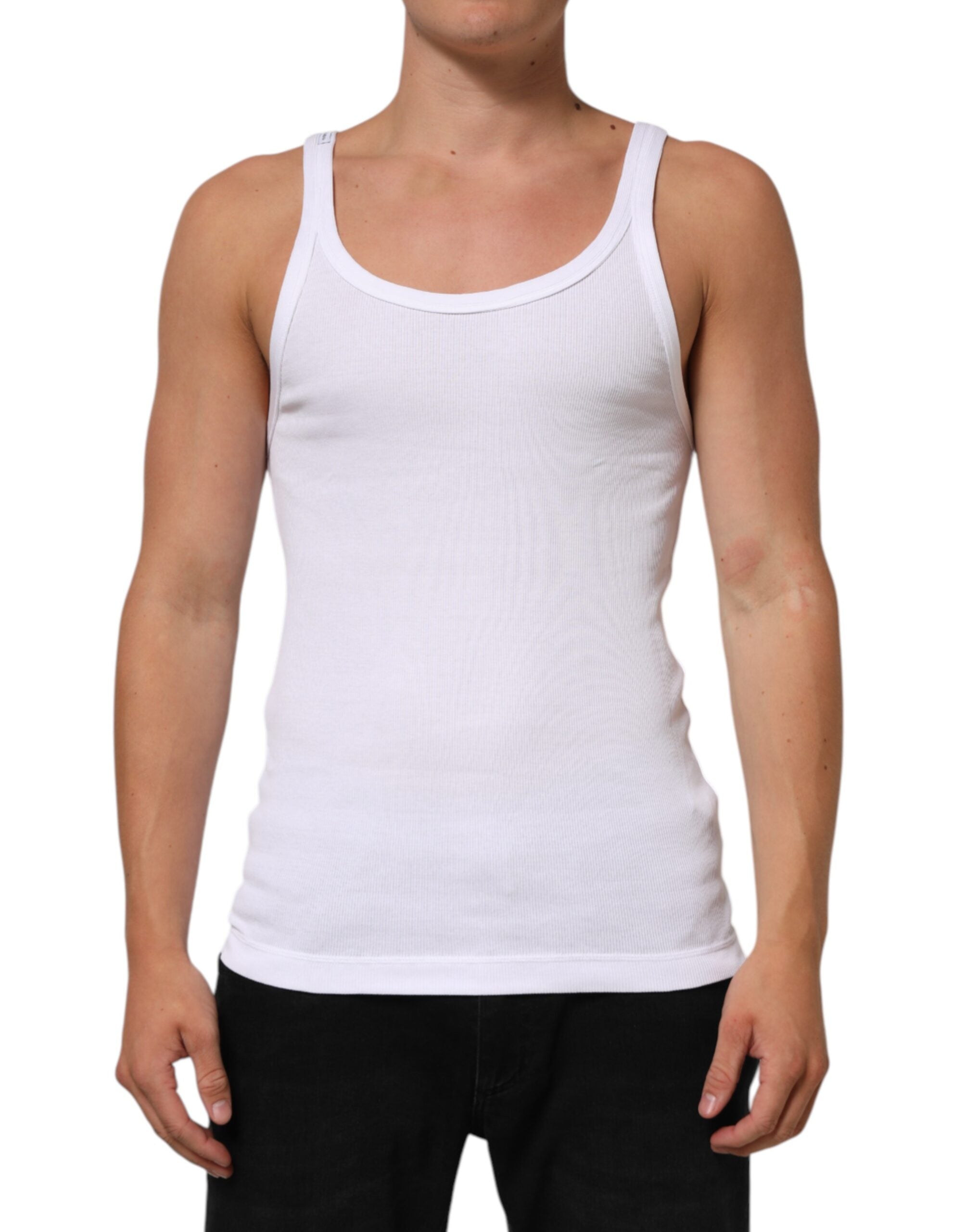 Cotton Round Neck Tank Top — White