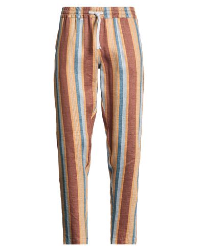 Man Pants Brown Size M Linen, Polyamide