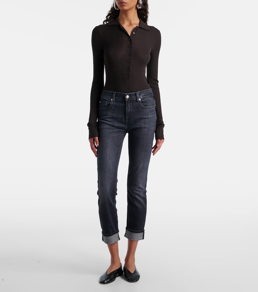 Mid-rise cropped skinny jeans