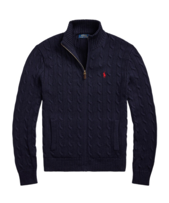 Cable-knit cotton cardigan