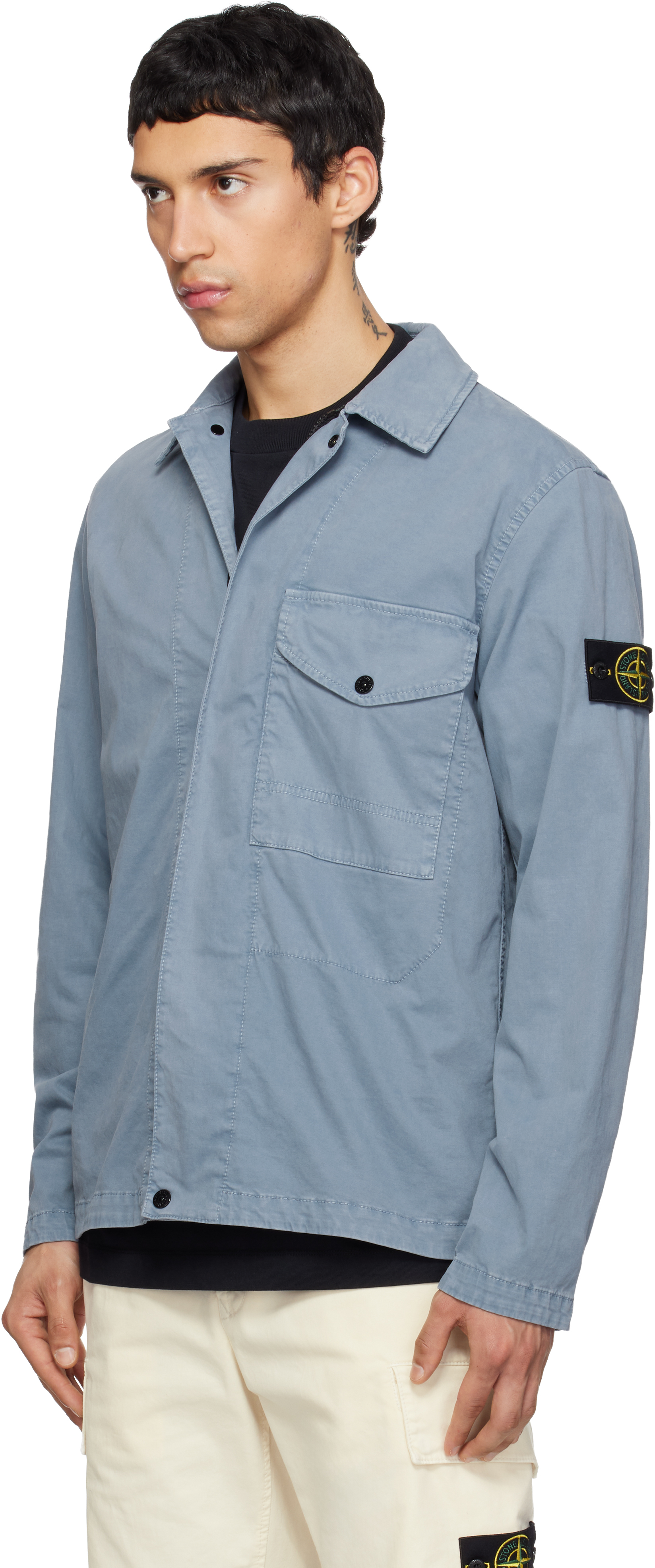 Blue 1200001 Organic Cotton Stretch 'Old' Effect Jacket