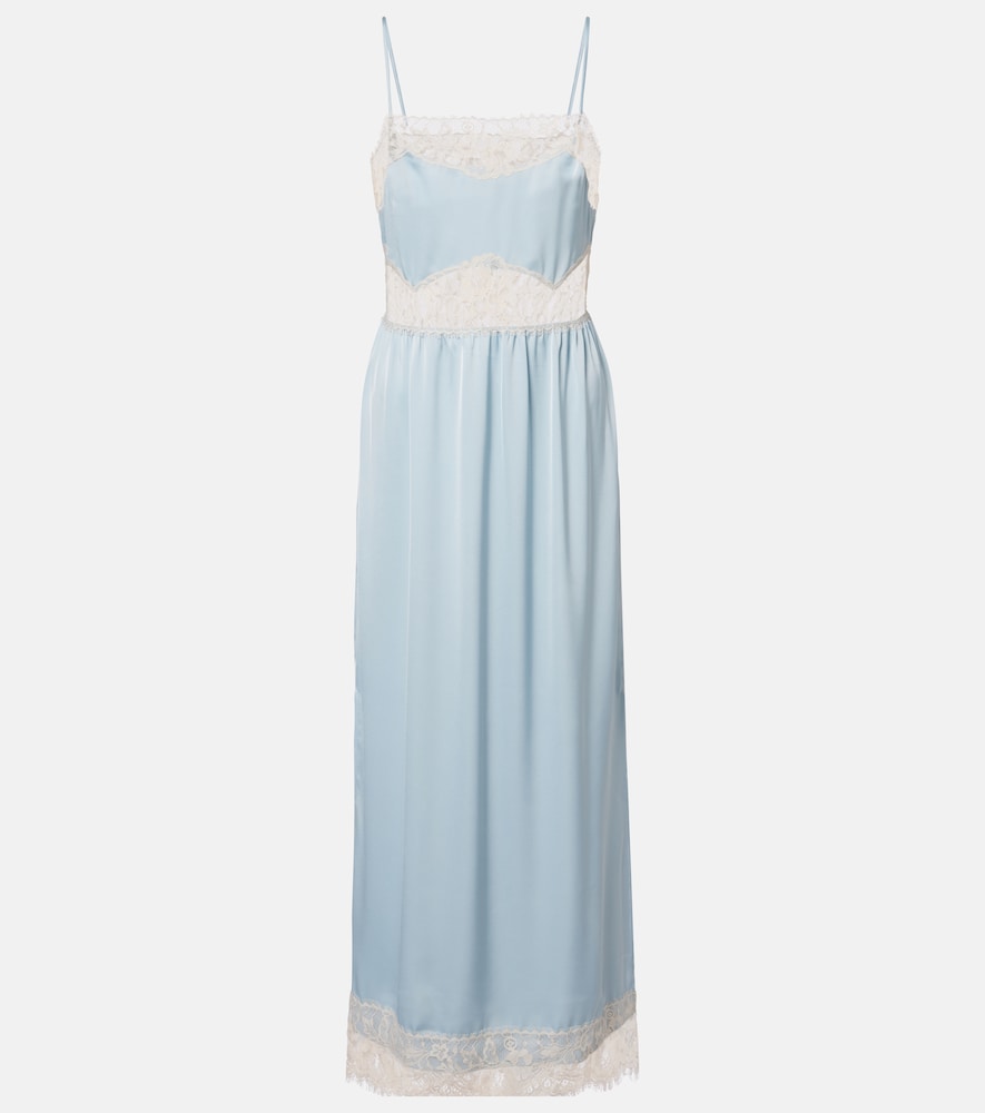 Morris lace-trimmed satin midi dress