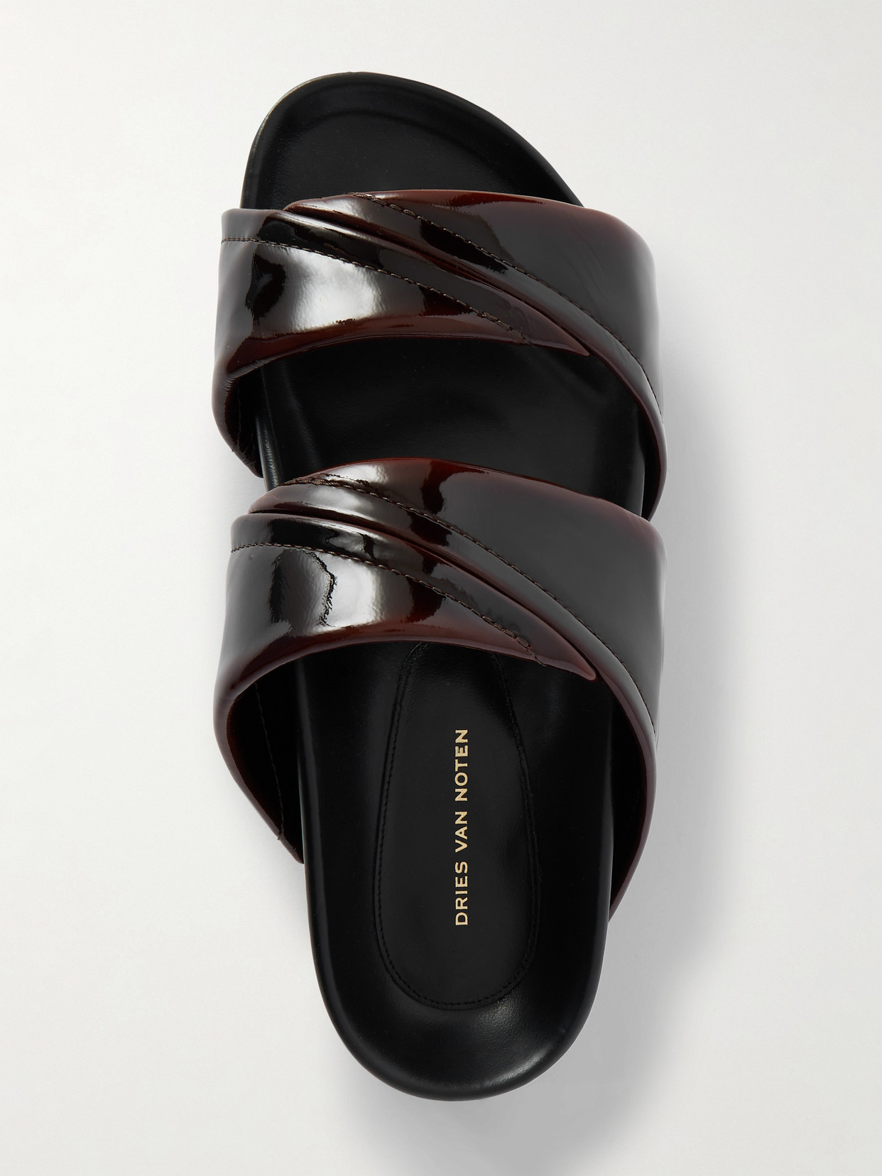Patent-leather Platform Slides - Brown