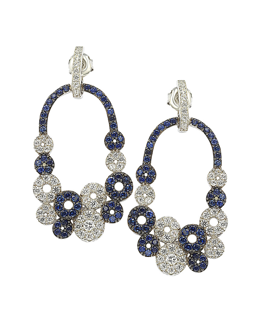 18K & Silver 5.44 ct. tw. Sapphire Earrings