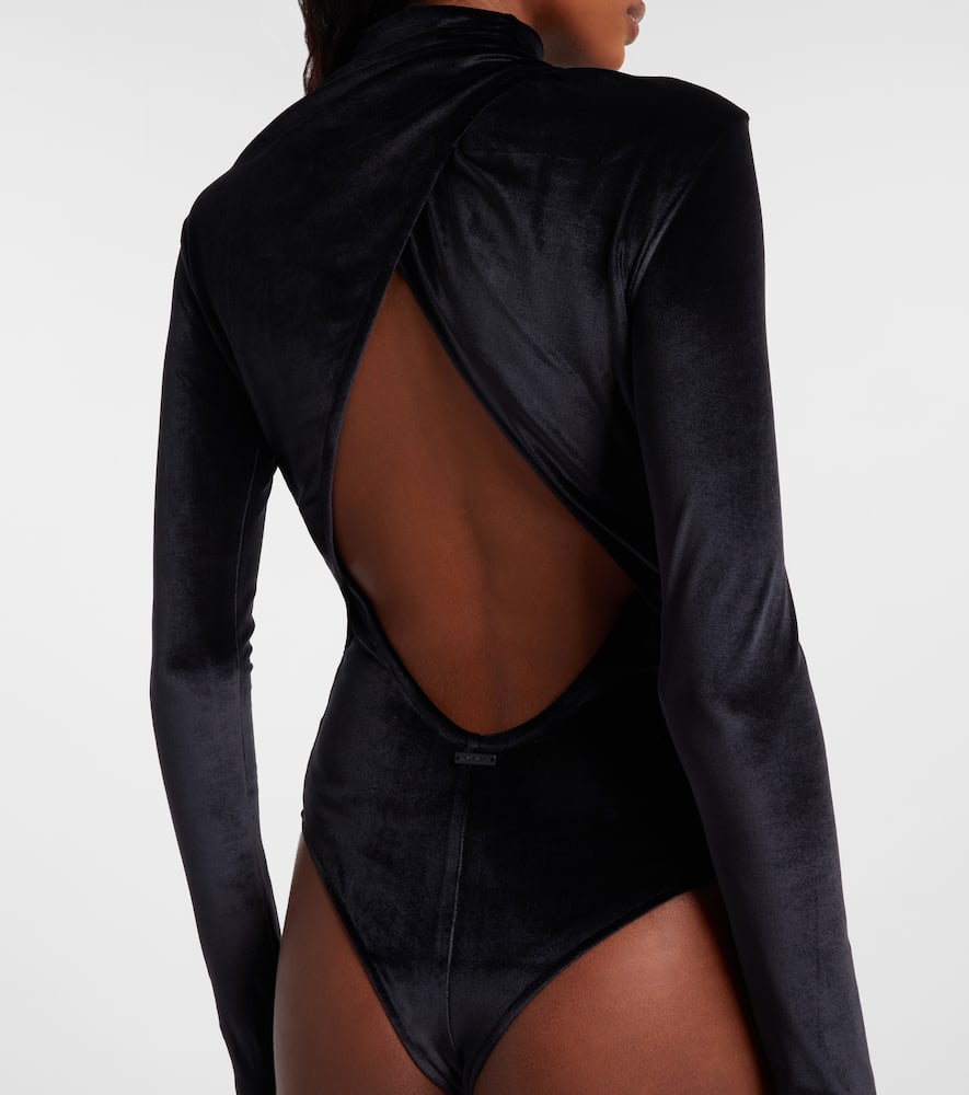 Turtleneck velvet bodysuit