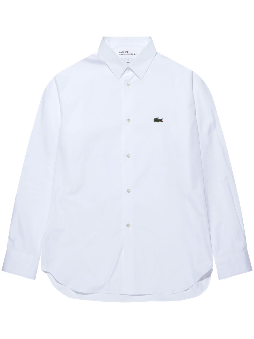 X Lacoste logo-patch cotton shirt - White