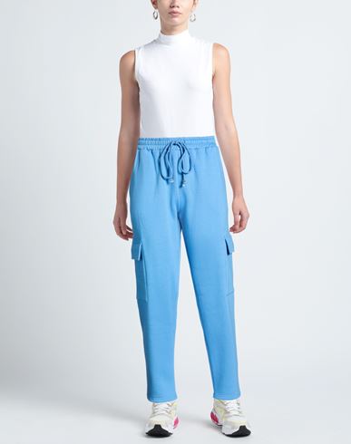 Woman Pants Light blue Size L Cotton