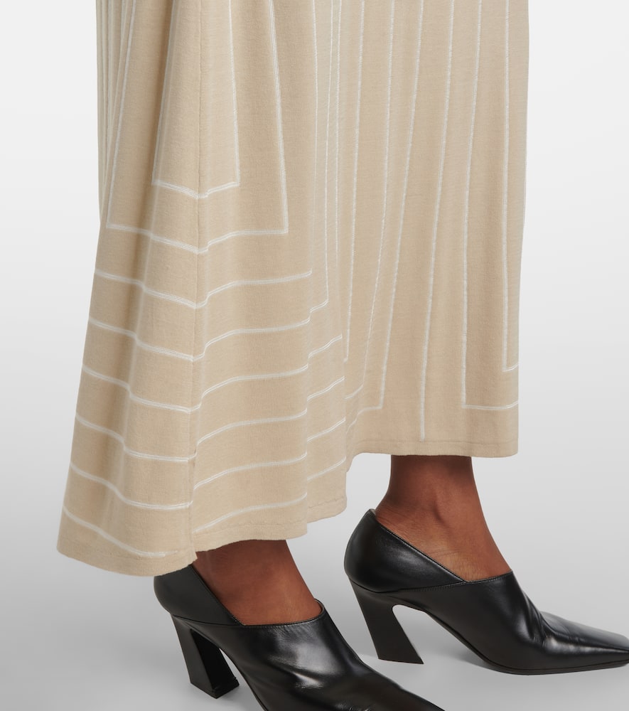 Striped cotton and silk maxi skirt