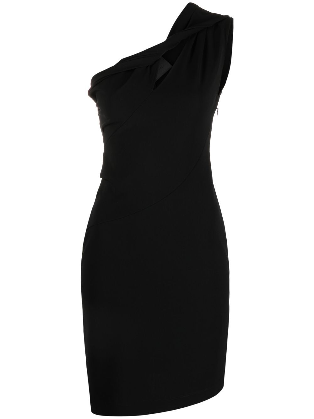 One-shoulder cut-out mini dress - 001 BLACK