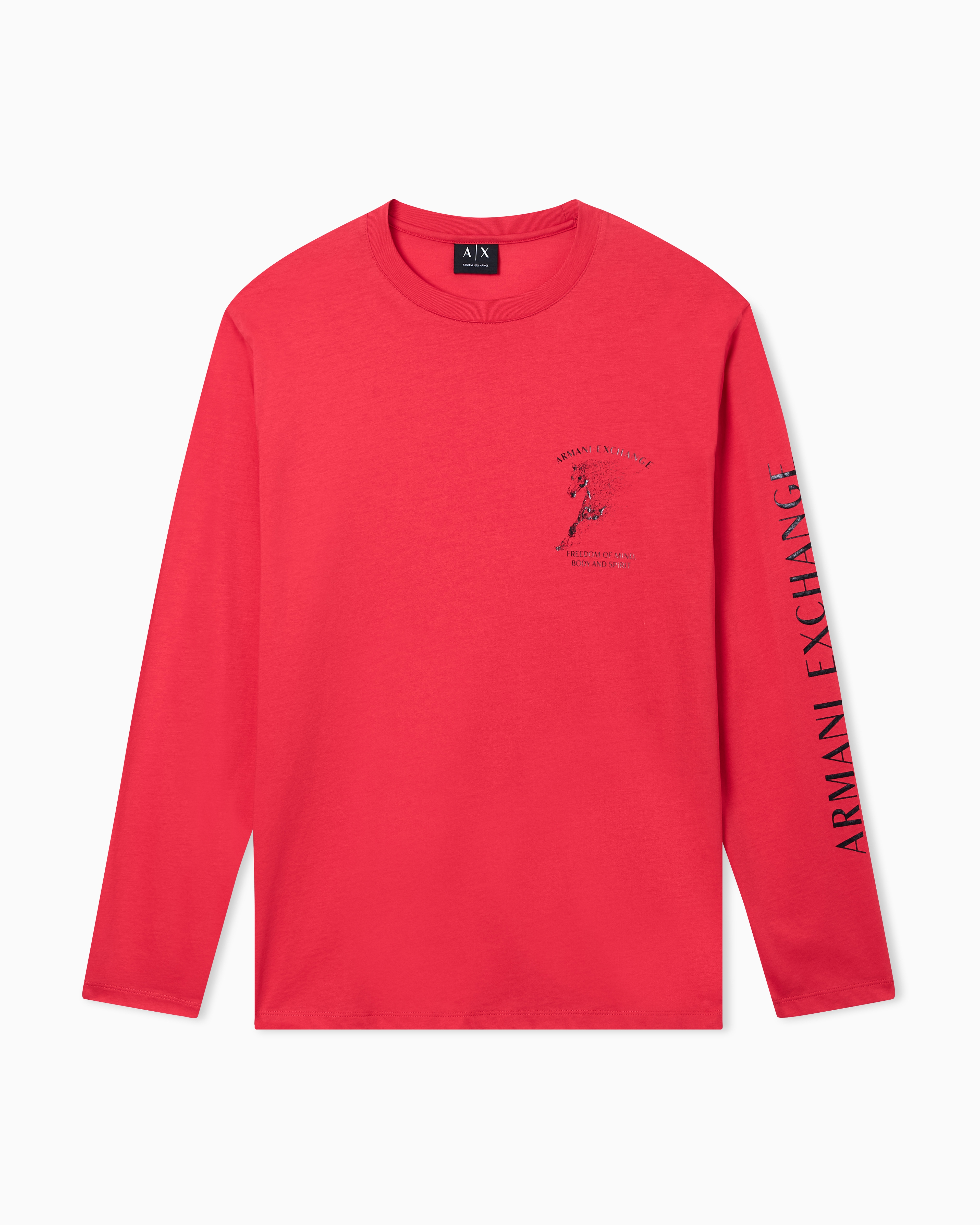 Long-Sleeved Mercerized Cotton Jersey T-Shirt with horse