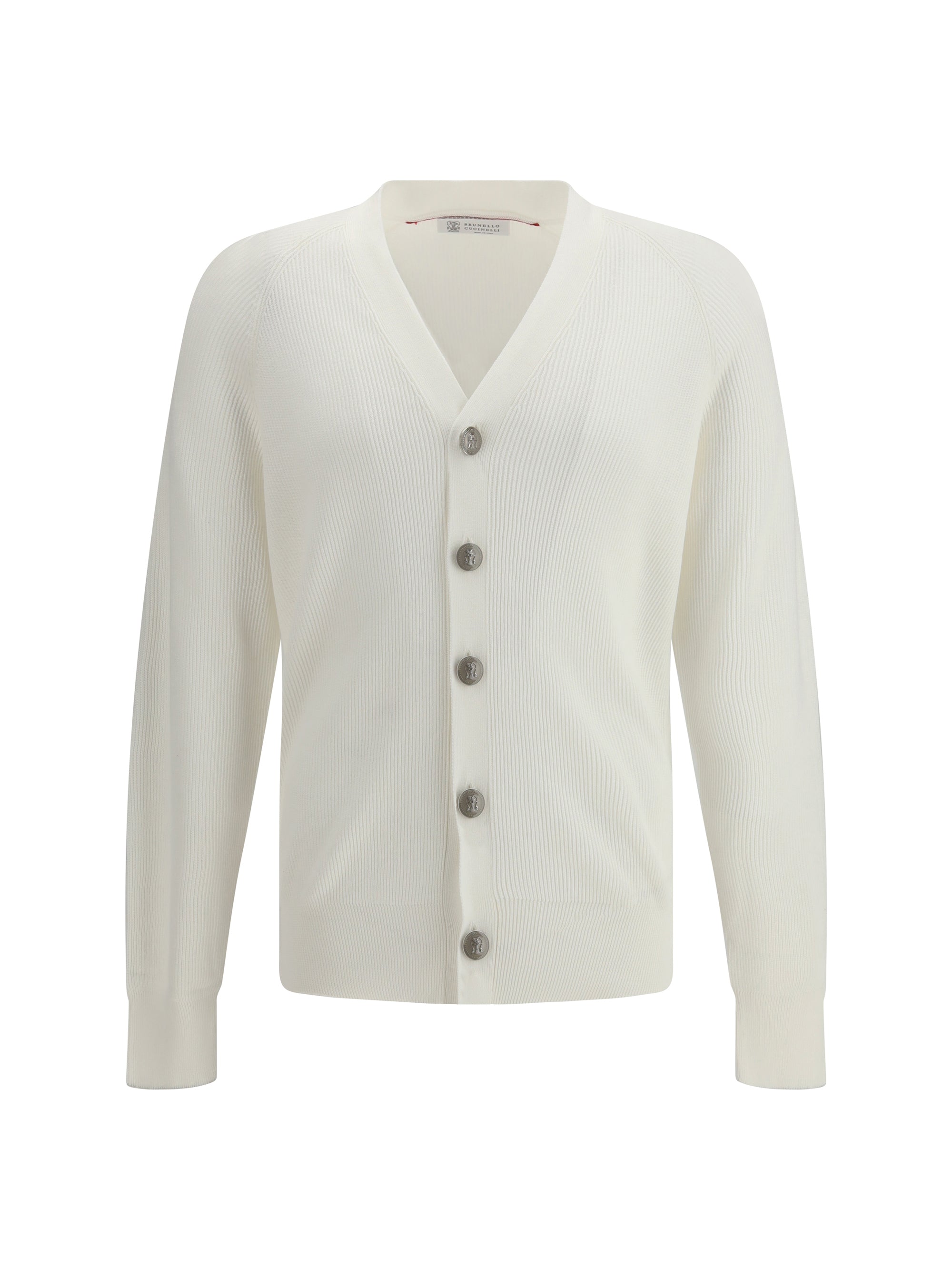 Ribbed Cotton Cardigan — White