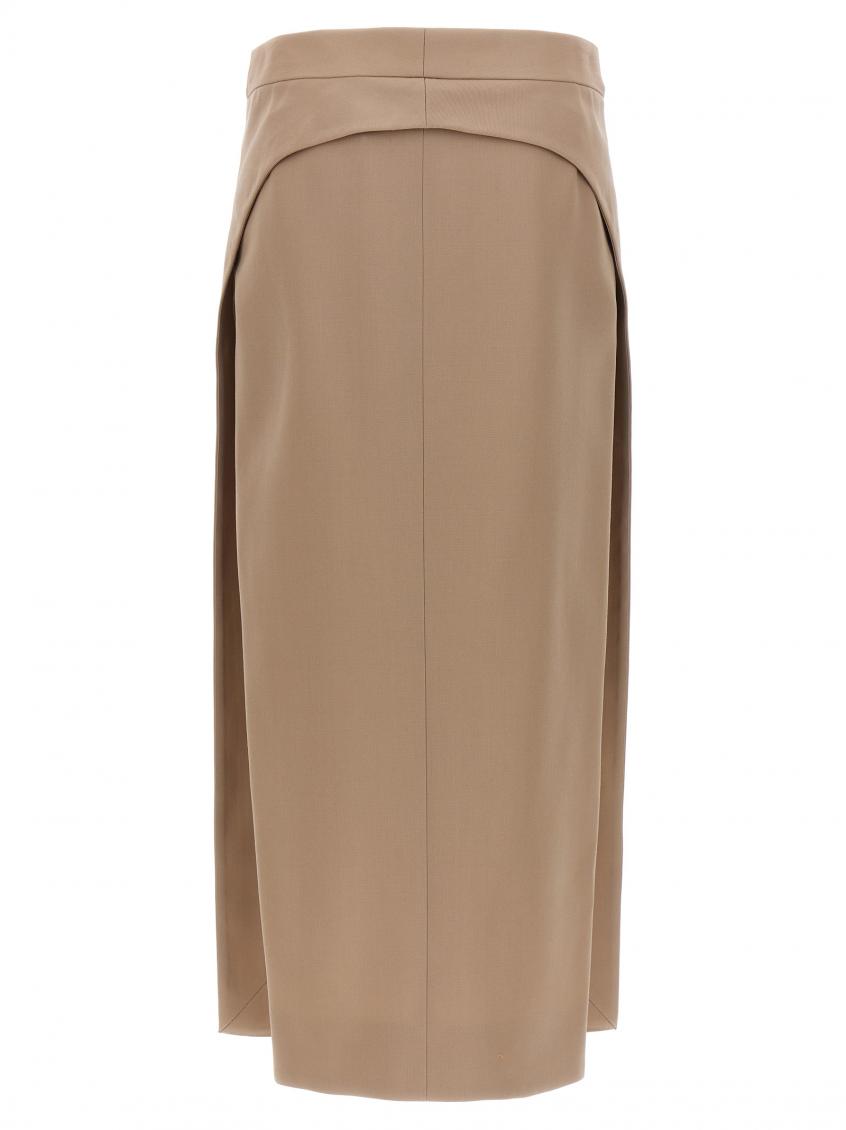 -Midi Skirt Gonne Beige-Donna
