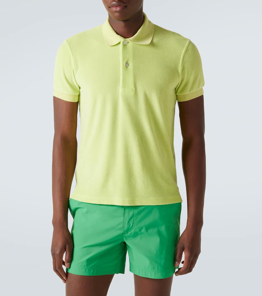 Cotton-blend terry polo shirt