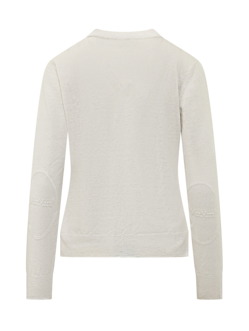 White Solid Crew Neck Sweater
