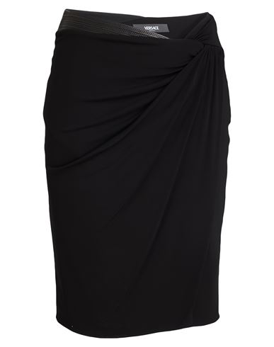 Woman Midi skirt Black Size 4 Viscose, Elastane, Lambskin