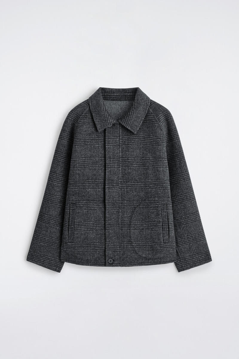 Reversible Checked / Herringbone Wool Sports Jacket