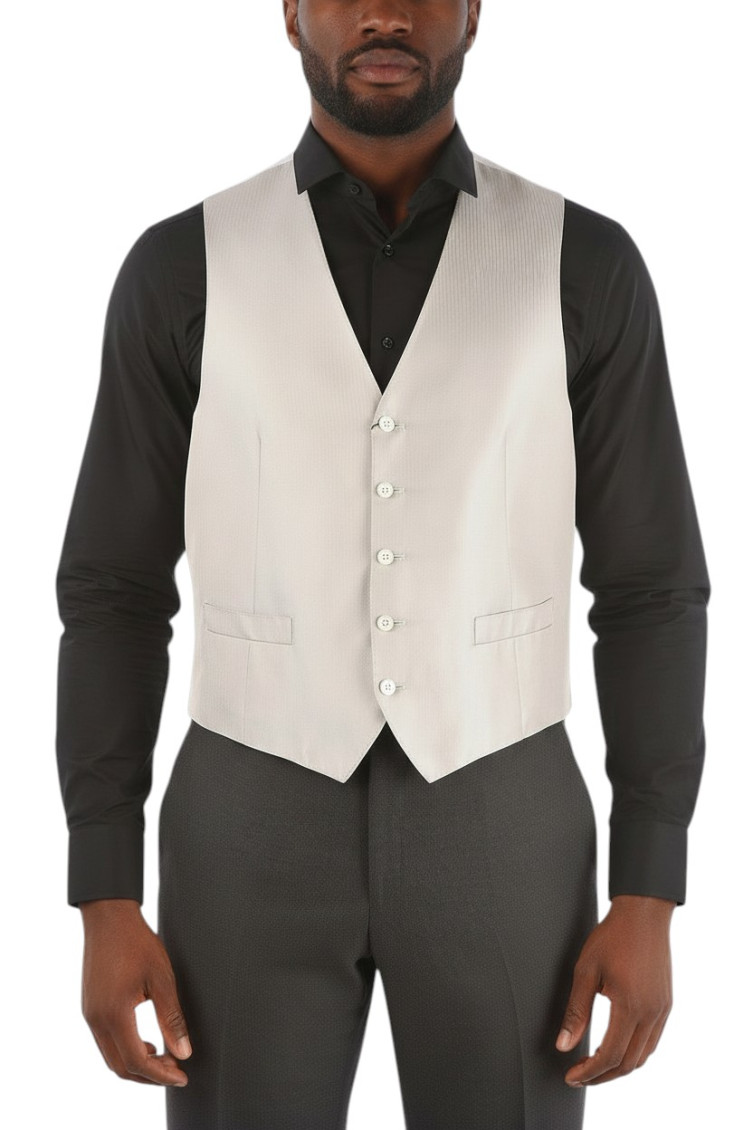 Light Beige Textured Waistcoat