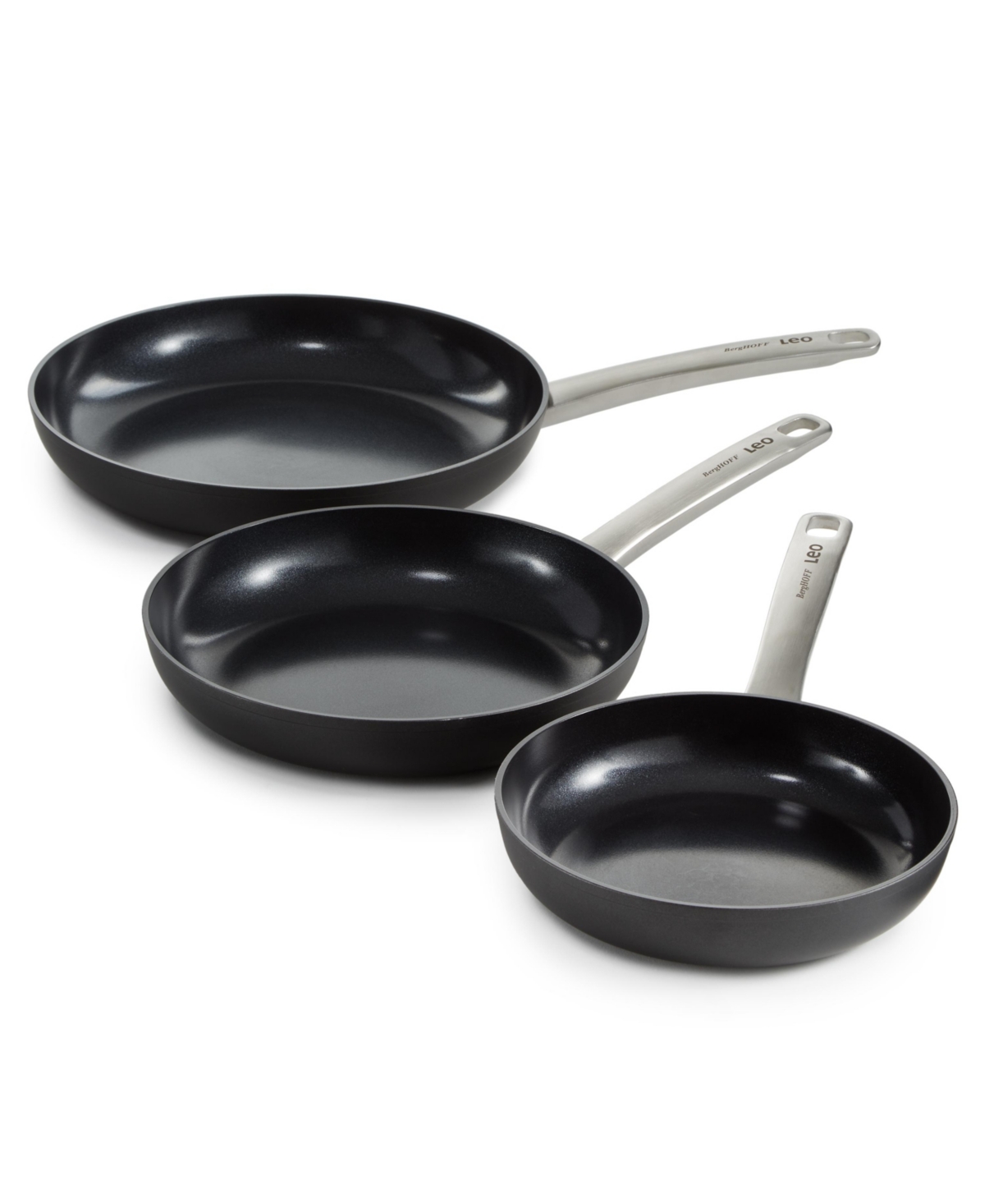 Graphite 3Pc Non-stick Ceramic Frying Pan/Skillet Set - Black