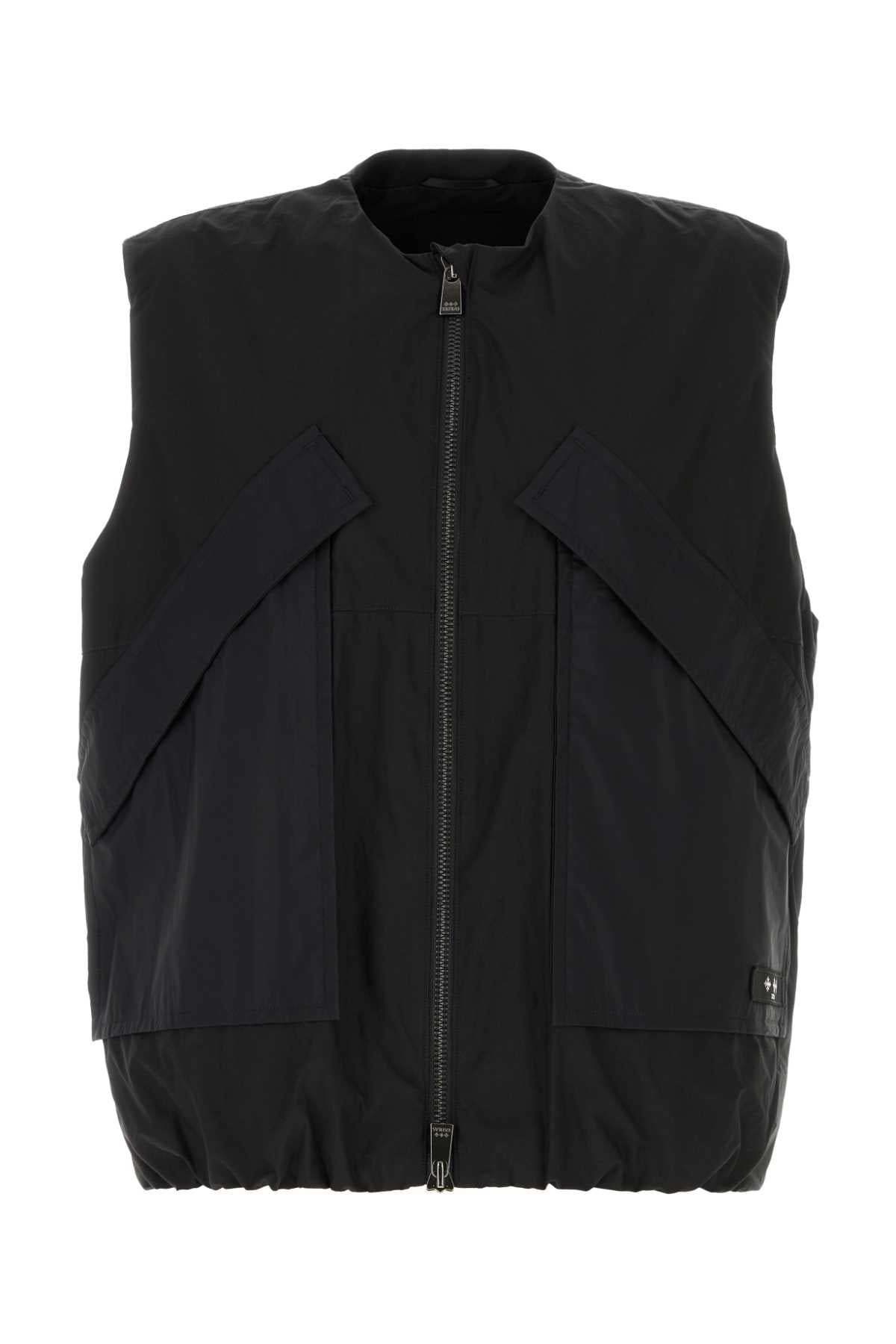 Nylon Puffer Vest — Black