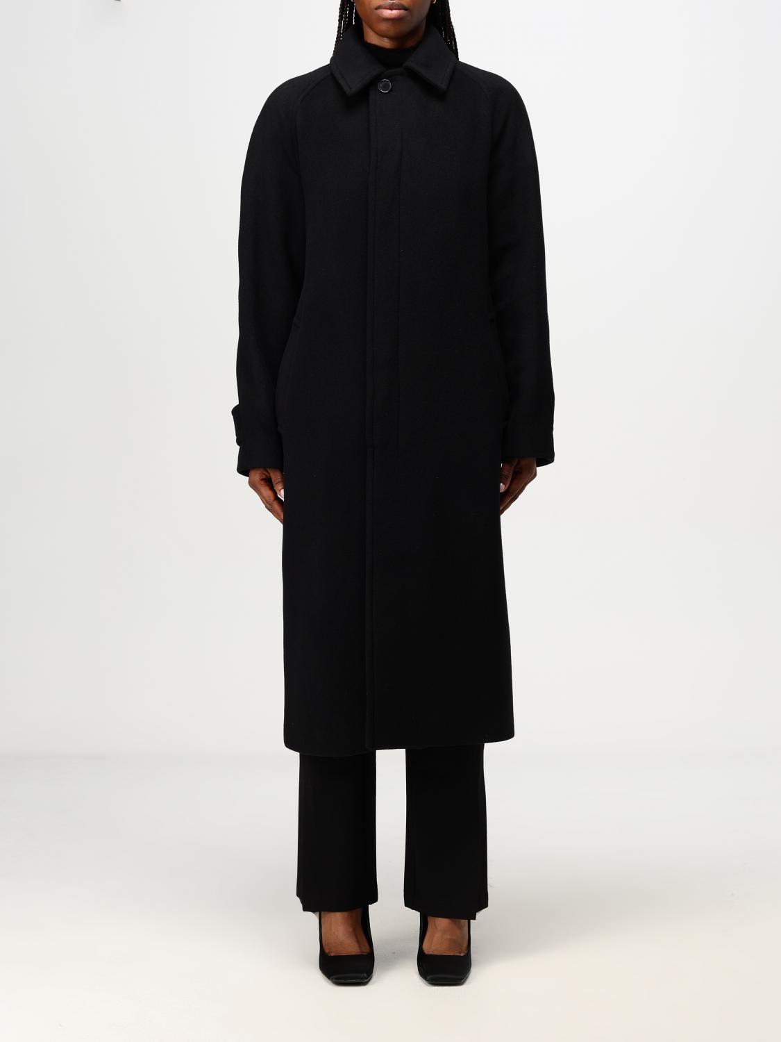 Notched-lapels single-breasted coat - Black