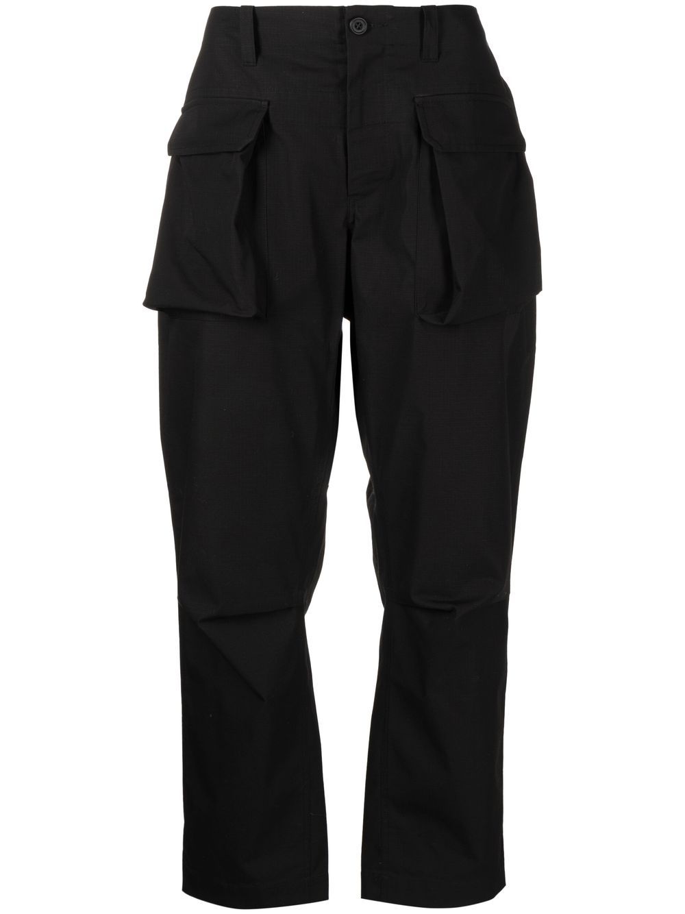 Flap-pocket straight-leg trousers - Black