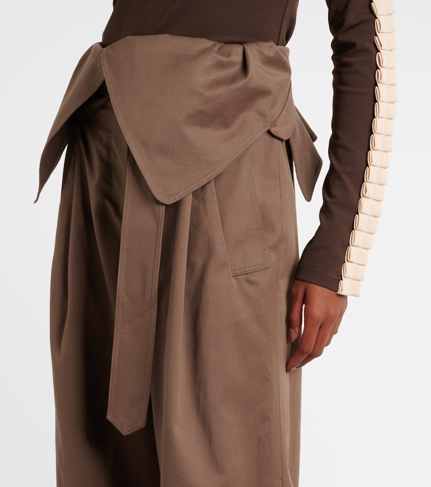 Cotton twill wide-leg pants